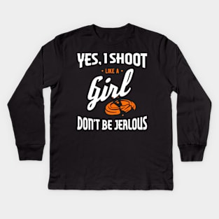 Yes I Shoot Like A Trap Skeet Shooting Clay Pigeon Kids Long Sleeve T-Shirt